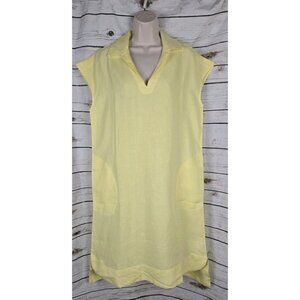 Chico's Yellow 100% Linen Shift Tail Dress 0 Small Womens NEW Coastal Vacation